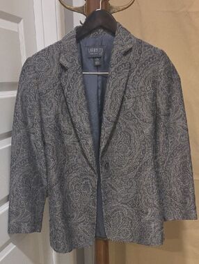 Lafayette 148 New York Paisley Print Blazer in Blue and Gray